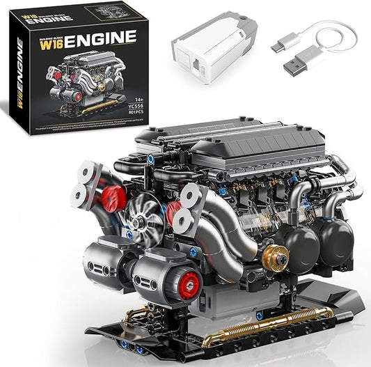 W16 Engine Building Blocks Set Mini 16-Cylinder Model Kit
