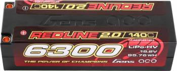 Gens Ace Redline 2.0 6300mah 140C 4S Lipo: 5mm Bullets