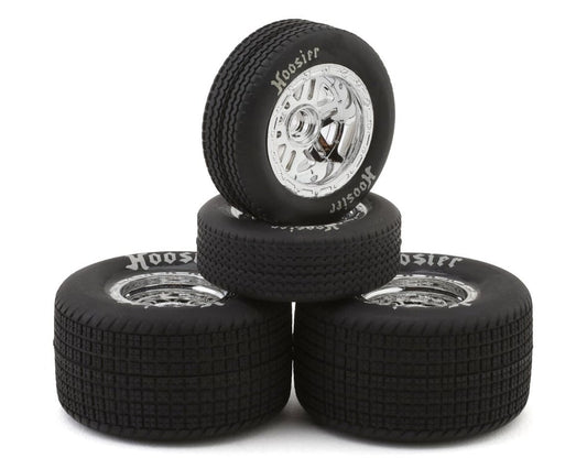 1RC 1/18 Premounted Hoosier Sprint Tires Set: Chrome (Soft)
