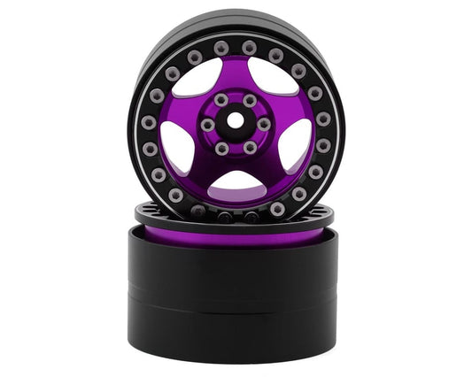 Treal Hobby 2.2” Five Star Aluminum Beadlock Wheels: Purple (2)