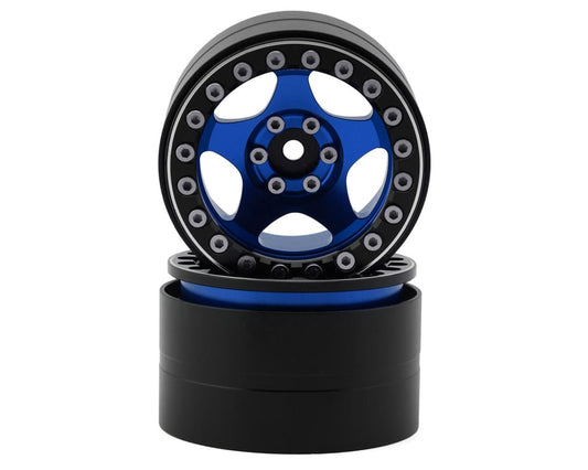 Treal Hobby 2.2” Five Star Aluminum Beadlock Wheels: Blue (2)