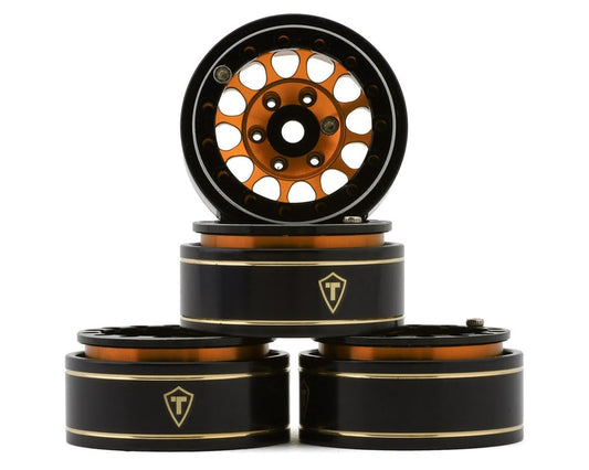 Treal Hobby 1.0” Aluminum Beadlock Wheels: TRX-4M/SCX24 (Orange)