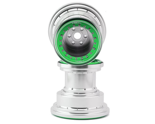 Treal Aluminum 7075 MT Bead-Lock Wheels LMT (Silver/Green) (2)