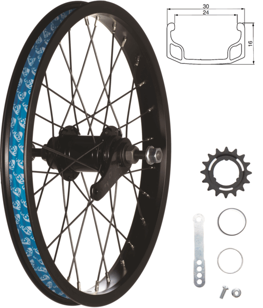49N 16” Rear Wheel: 16T Coaster Hub (Black)