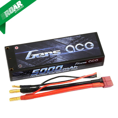 Gens Ace 2S 7.4V 5000mAh 50C LiPo Battery: 4.0mm Bullets/Deans