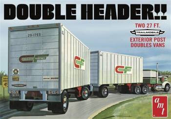 AMT 1/25 Double Header Tandem Van Trailers Model Kit