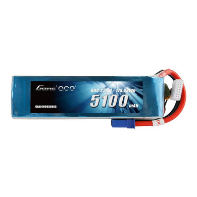 Gens Ace 6S1P 22.2V 5100mah 80C Lipo Battery: EC5